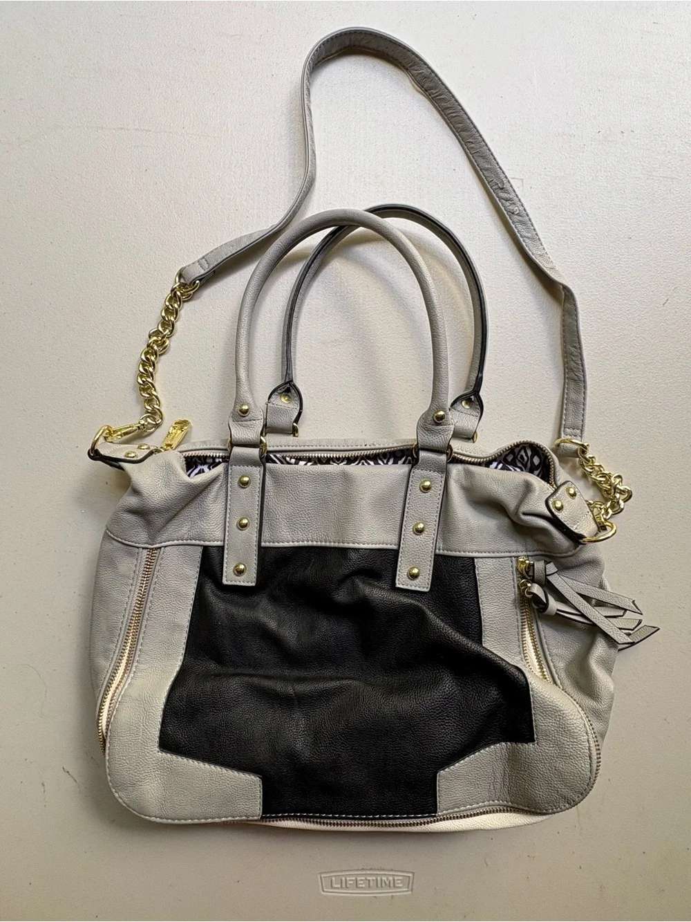 Steve Madden Light Gray Messenger Bag with Branded Strap